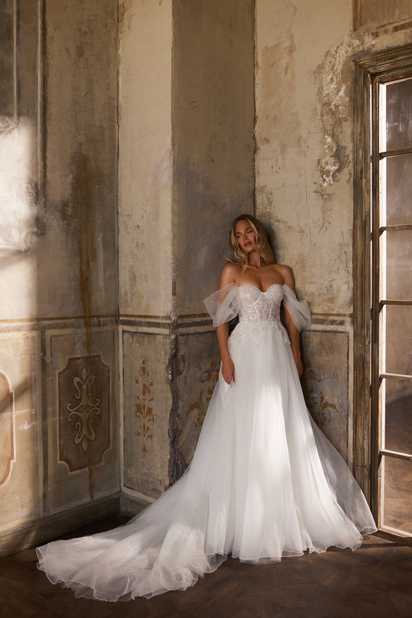 OLIVIA Off the Shoulder Tulle Wedding Dress