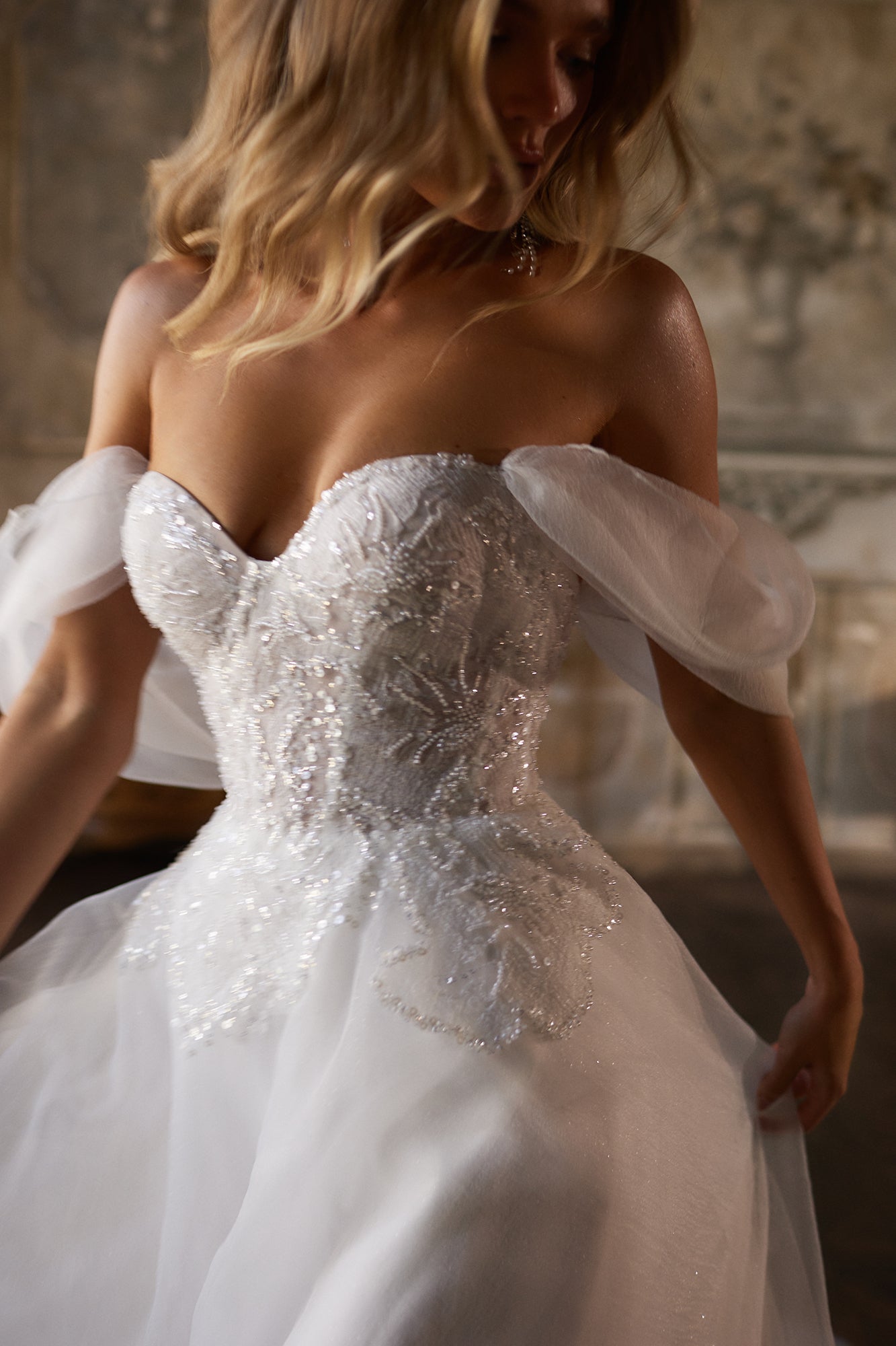 OLIVIA Off the Shoulder Tulle Wedding Dress