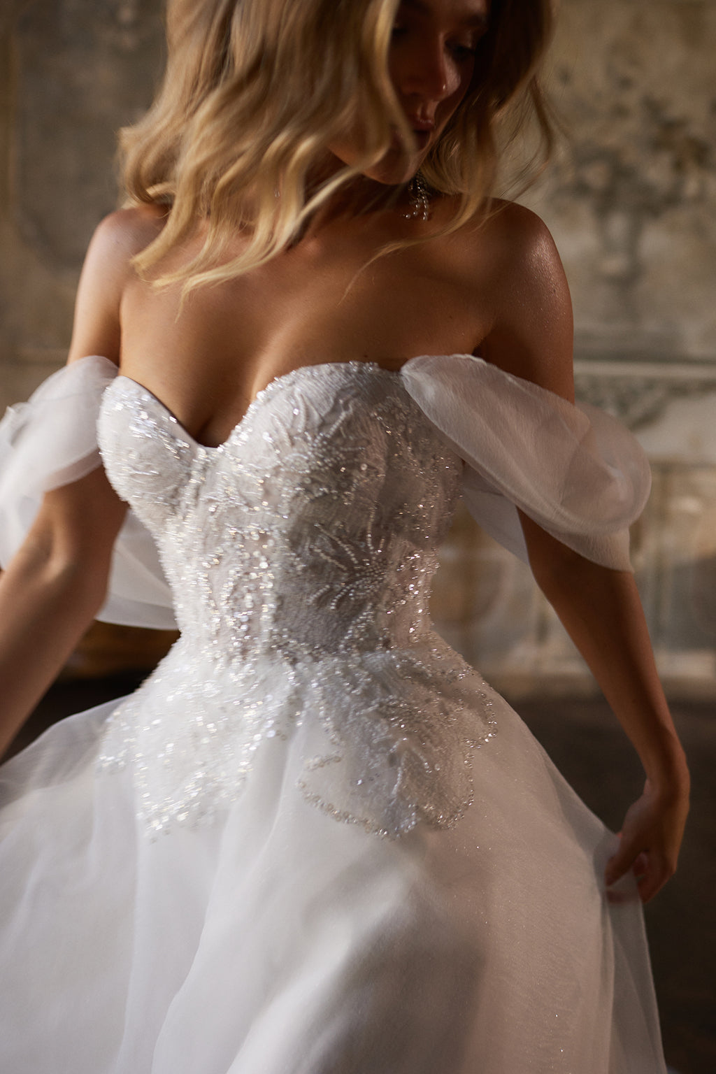 OLIVIA Off the Shoulder Tulle Wedding Dress